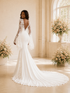 ChicSew Romantic Sexy Deep V-Neck Long Flutter Sleeves Tulle Lace Appliques Maxi Wedding Dress