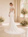 ChicSew Elegant Fancy Lace Applique Long Sleeves Mermaid Crepe Maxi Wedding Dress