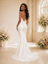 ChicSew Sexy Spaghetti Straps Satin Long Mermaid Wedding Dress With Slit