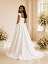 ChicSew Fancy Square Neck A-Line Satin Maxi Wedding Dress With Button