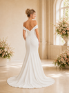 ChicSew Fancy Off The Shoulder Ruching Sleeveless Mermaid Crepe Long Wedding Dress