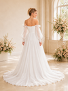 ChicSew Unique Ruching Strapless 3/4 Sleeves A-Line Floor-Length Wedding Dresses