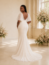ChicSew Fancy Flutter Sleeves Glitter Tulle Mermaid Long Wedding Dress