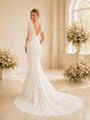 ChicSew Morden V-Neck Long Sleeves Satin Lace Mermaid Floor-Length Wedding Dress