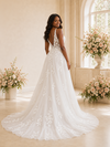 ChicSew Elegant Spaghetti Straps V-Neck Tulle Long A-Line Wedding Dress With Lace Appliques