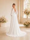 ChicSew Sexy A-Line Lace Chiffon Long Sleeves Deep V-Neck Long Wedding dresses