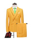 Gold 3 pieces Men‘s Suit Slim Fit Flat Double Breasted Peak Lapel Tuxedo CN502