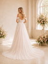 ChicSew Unique A-Line Cold Shoulder Lace Tulle Sleeveless Long Wedding Dresses With Train