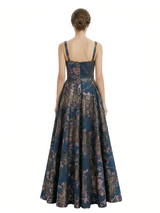 Elegant Floral Spaghetti Straps A-Line Long Formal Evening Dresses
