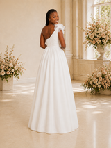 ChicSew Elegant One Shoulder Chiffon A-Line Maxi Wedding Dress With Floral Applique