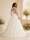 ChicSew Elegant High Neck Long Sleeves Boning Lace Maxi A-Line Wedding Dress