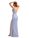 Elegant Spaghetti Straps Silky Satin Mermaid Side Slit Long Bridesmaid Dresses Online