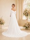 ChicSew Elegant Off The Shoulder Long Sleeves Crepe Chiffon A-Line Maxi Wedding Dress