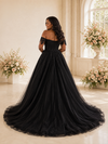 ChicSew Elegant Off The Shoulder Tulle A-Line Maxi Wedding Dress With Lace Applique