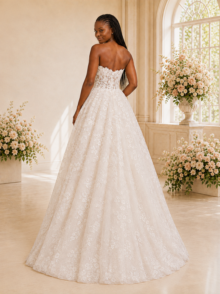 ChicSew Romantic A-Line Sweetheart Tulle Lace Applique Long Wedding Dress