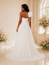 ChicSew Elegant One Shoulder Pleats Chiffon A-Line Maxi Wedding Dress