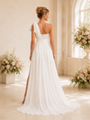 ChicSew Modern Sexy One Shoulder Sequin Wedding Jumpsuit With Chiffon Detachable Overskirt