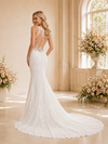 ChicSew Romantic Sexy Deep V-Neck Mermaid Lace Tulle Floor-Length Wedding Dress With Button