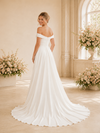 ChicSew Classy Off The Shoulder Satin Ruched A-Line Floor-Length Wedding Dress