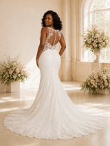 ChicSew Romantic Mermaid Sleeveless Bateau Lace Tulle Maxi Wedding Dress