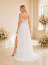 ChicSew Sexy Spaghetti Straps Chiffon Side Slit A-Line Boning Floor-Length Wedding Dress