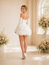 ChicSew Pretty Unique Satin Strapless Sheath Mini-Length Wedding Dresses With 3D Floral Applique
