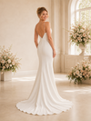 ChicSew Sexy Spaghetti Straps Satin Mermaid Floor-Length Wedding Dress With Button