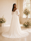 ChicSew Mondern Strapless Puff Sleeves A-Line Tulle Maxi Wedding Dress