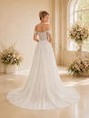 Chicsew Fancy Off The Shoulder Boning Mermaid Sleeveless Sequin Wedding Dress