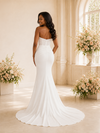 ChicSew Elegant Crepe Sweetheart Long Mermaid Wedding Dress With Button And Slit