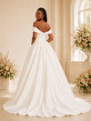 ChicSew Elegant Off The Shoulder A-Line Satin Maxi Long Wedding Dress With Button