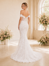 Chicsew Fancy Off The Shoulder Mermaid Sleeveless Tulle Wedding Dress With Lace Appliques