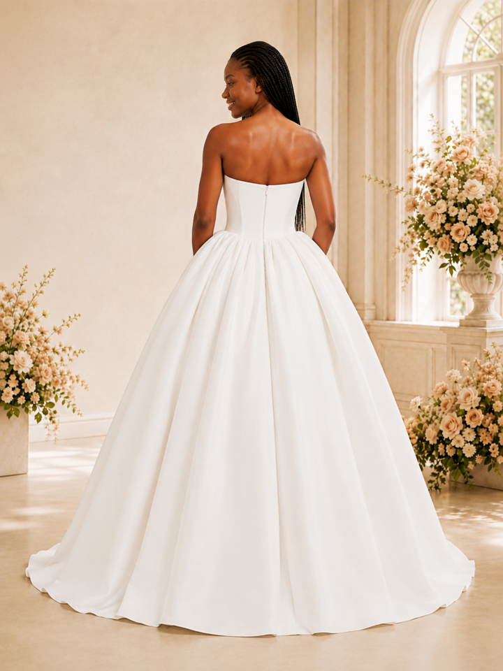 ChicSew Elegant Strapless Crepe A-Line Floor-Length Wedding Dress