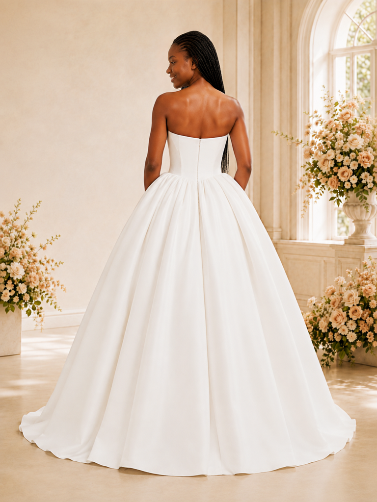 ChicSew Elegant Strapless Crepe A-Line Floor-Length Wedding Dress