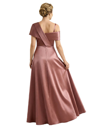 Sexy Asymmetrical Neck A-Line Satin Mother of the Groom Evening Dress
