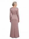 ChicSew Jewel Long Sleeve Soft Satin Side Slit Floor-Length Mother of the Bride Dresses