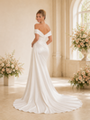 ChicSew Morden Classy Off The Shoulder Satin Mermaid Floor-Length Wedding Dress With Pleats