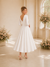 ChicSew Simple V-Neck 3/4 Sleeves Crepe Tea-Length Wedding Dresses