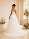 ChicSew Elegant Sweetheart Boning A-Line Lace Applique Tulle Maxi Wedding Dress