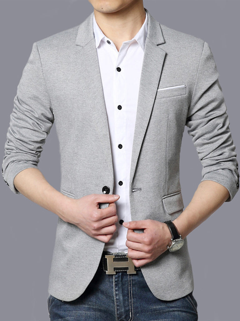 Grey Classic 1 Piece Men's Suit with Regular Fit and Sophisticated Peak Lapel CN480