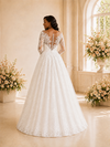 ChicSew Elegant Illusion Long Sleeves Lace Appliques Glitter Tulle Maxi Wedding Dress