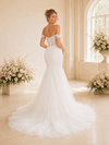 ChicSew Elegant Off The Shoulder Mermaid Lace Applique Boning Long Wedding Dress With Button