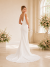 ChicSew Classy V-Neck Spaghetti Straps Crepe Mermaid Floor-Length Wedding Dress