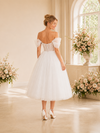 ChicSew Elegant A-Line Boning Lace Tulle Off The Shoulder Midi Wedding Dresses