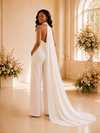 ChicSew Sexy Deep V-Neck Mermaid Crepe Floor-Length Open Back Wedding Jumpsuit