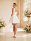 ChicSew Pretty A-Line Square Neck Satin Mini-Length Wedding Dresses With Bow Knot