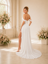 ChicSew Classy A-Line Off The Shoulder Pleated Chiffon Lace Slit Wedding Dress