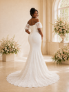 ChicSew Fancy Off The Shoulder Crepe Mermaid Long Wedding Dress With Applique