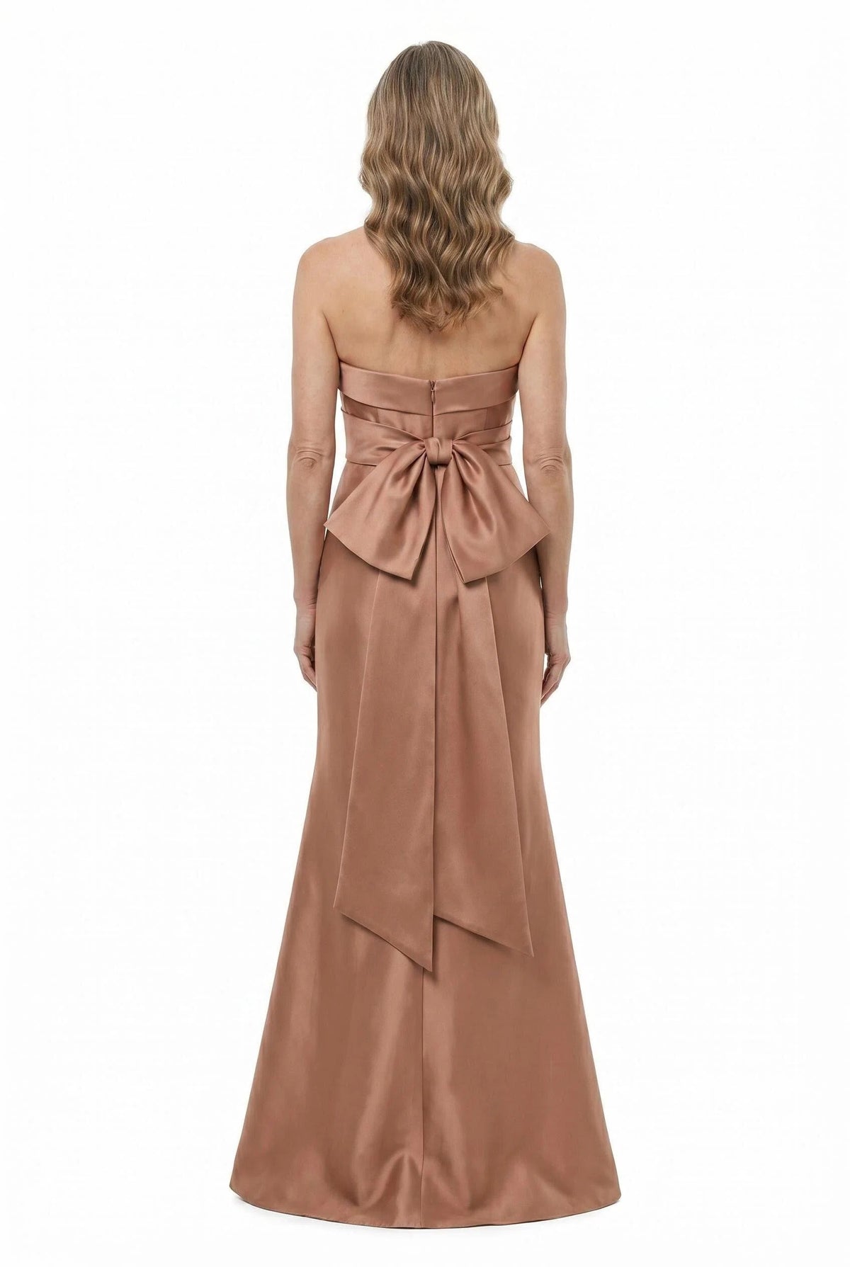 ChicSew Straight Across Ruched Bow Knot Soft Satin Mermaid Mother Of The Groom Evening Gowns