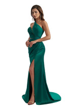 Sexy Mermaid One Shoulder Silky Satin Side Slit Long Bridesmaid Dresses Online